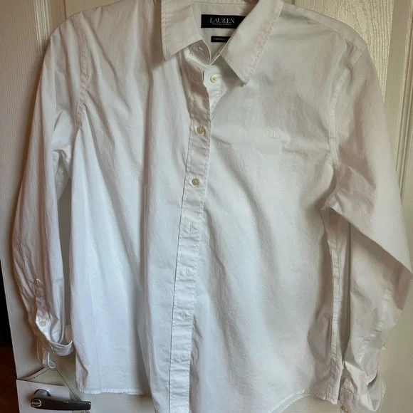 Lauren Ralph Lauren White Collared Button Shirt - Picture 2 of 4